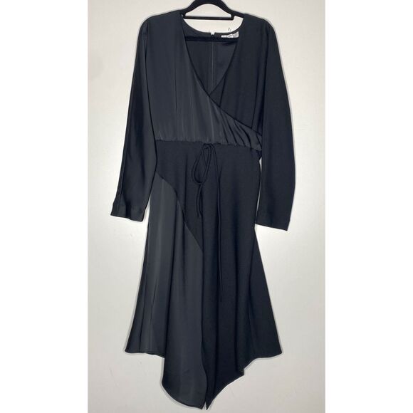 New Cushnie Black Faux Wrap Asymmetric Dress Women's Size 8 - Picture 1 of 10